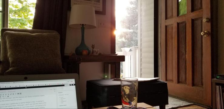 writing in the sunset